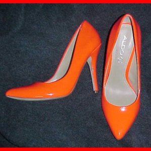 Vintage ALDO Orange Patent Leather Orange High Heels  EXCELLENT CONDITION